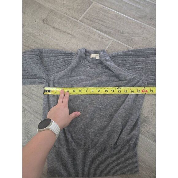 Women's LOFT Pleated Puff Sleeve Sweater Gray‎ Size Small - Picture 3 of 6
